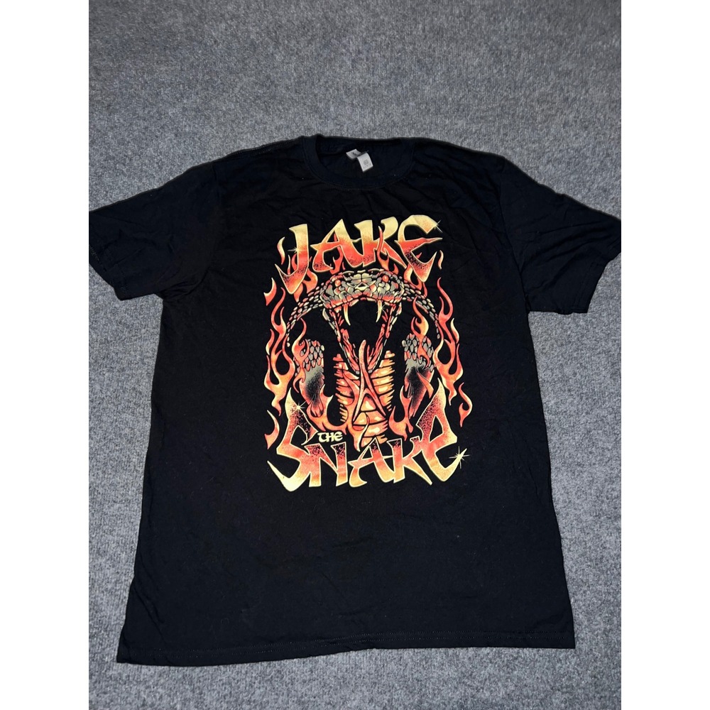 Gildan Jake The Snake Wrestling Graphic T-Shirt Mens Large Black Cotton